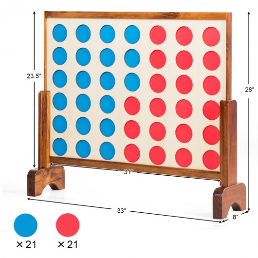 Wooden 4 in a Row Game Toy For Adults Kids with Carrying bag-Natural