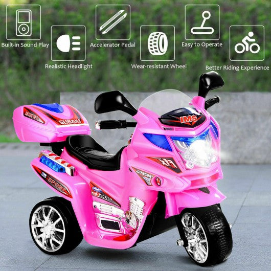 20-day Presell 3 Wheel Kids Ride On Motorcycle 6V Battery Powered Electric Toy Power Bicyle New-pink