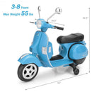 6V Kids Ride on Vespa Scooter Motorcycle with Headlight-Blue