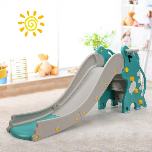 4-in-1 Kids Climber Slide Play Set with Basketball Hoop-Green