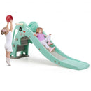 3-in-1 Kids Climber Slide Play Set  with Basketball Hoop and Ball-Green