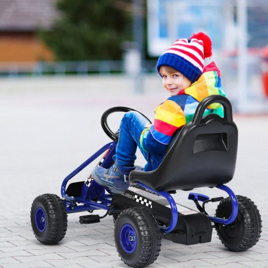 4 Wheel Pedal Powered Ride On with Adjustable Seat-Blue