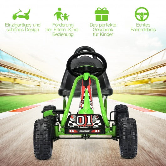4 Wheel Pedal Powered Ride On with Adjustable Seat-Green
