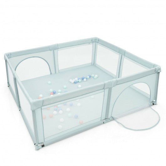 Large Infant Baby Playpen Safety Play Center Yard with 50 Ocean Balls-Blue