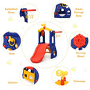 6-in-1 Freestanding Kids Slide with Basketball Hoop Play Climber