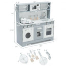 Pretend Play Kitchen Wooden Toy Set for Kids with Realistic Light and Sound