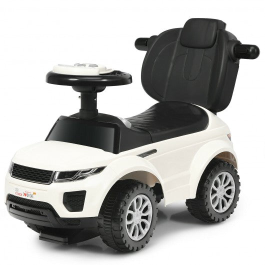 Honey Joy 3 in 1 Ride on Push Car Toddler Stroller Sliding Car with Music-White