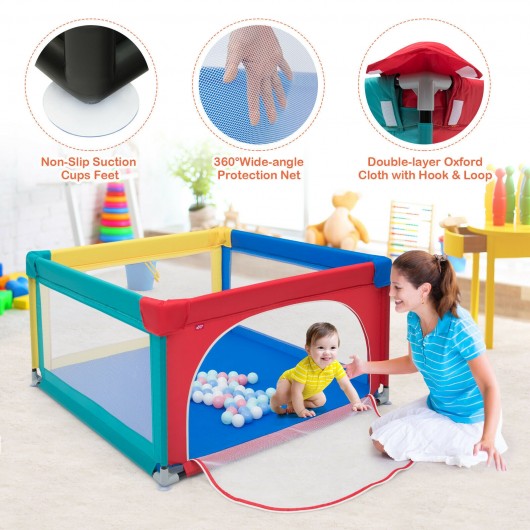 Large Safety Play Center Yard with 50 Balls for Baby Infant-Multicolor
