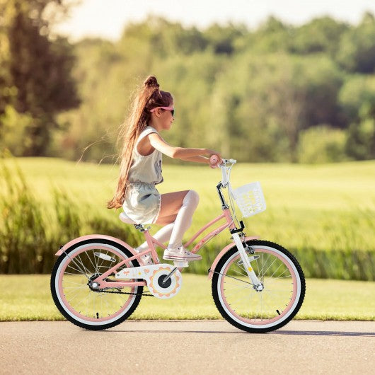 18" Kids Adjustable Bike Toddlers with Training Wheels-Pink