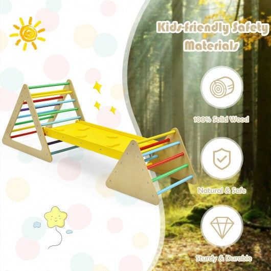 3 in 1 Kids Climbing Ladder Set 2 Triangle Climbers with Ramp for Sliding