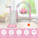 3 in 1 Toddler Climber and Swing Set Slide Playset-Pink