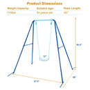 Outdoor Kids Swing Set with Heavy Duty Metal A-Frame and Ground Stakes-Blue