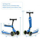 2 in 1 Kids Kick Scooter with Flash Wheels for Girls Boys from 1.5 to 6 Years Old-Blue