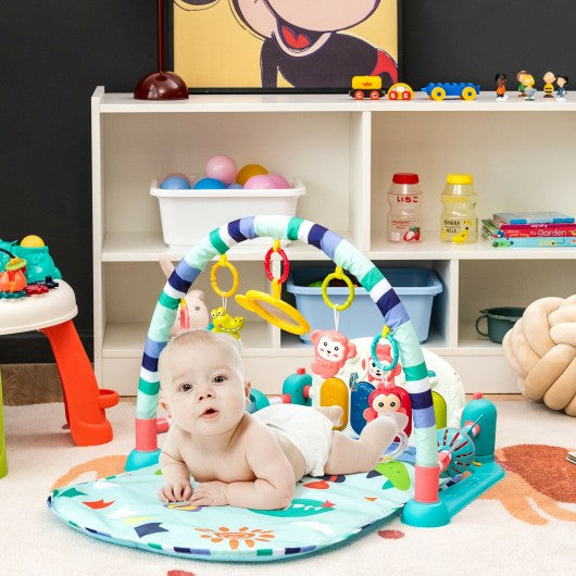 Baby Kick and Play Gym Mat Activity Center with Detachable Piano for Bedroom-Blue