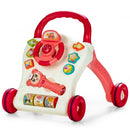 Baby Walker Sit-to-Stand Learning Walker with Projection Music Wand-Red