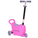 3 in 1 Storage Kids Kick Wheel Scooter w- Adjust Handle Bar-Pink