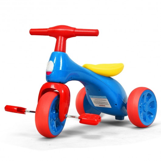 2 in 1 Toddler Tricycle Balance Bike Scooter Kids Riding Toys w- Sound & Storage-Red