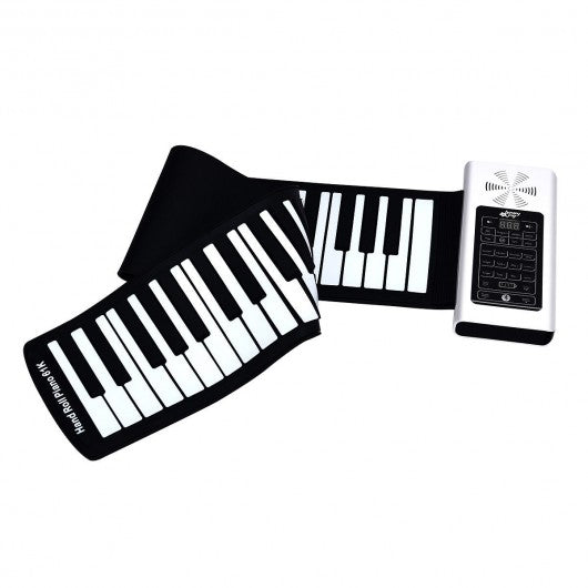 61 Key Electronic Roll up Silicone Rechargeable Piano Keyboard-White