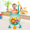 3-Piece Electric Kids Drum Set with Microphone Stool Pedal